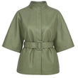 Women Green Belted Cape Coat