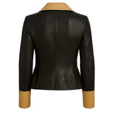Women Two Tone Moto Leather Jacket