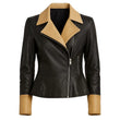 Women Two Tone Moto Leather Jacket