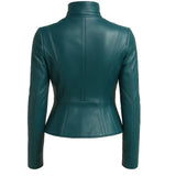 Women Asymmetric Wrap Leather Jacket