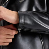 American Polo Collar Men Biker Leather Jacket