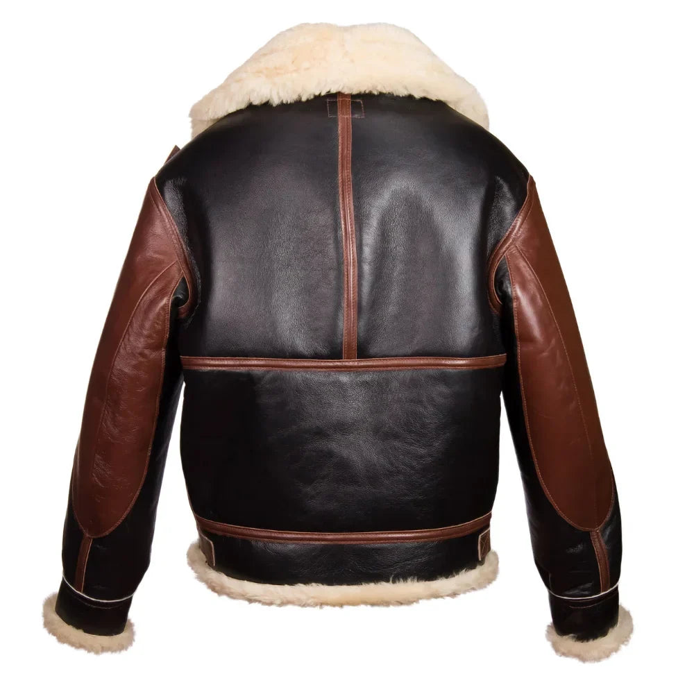 Mens USAAF Type B-3 Bomber Aviator Pilot Sheep Leather Flight Jacket