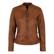 Genuine Biker Brown Cognac Leather Jacket Womens