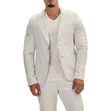 Classis Two Button Lambskin White Leather Blazer Mens