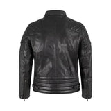 Mens Padded Black Cafe Racer Leather Jacket