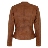 Genuine Biker Brown Cognac Leather Jacket Womens