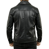 Holland Black Real Leather Trucker Jacket Mens