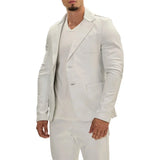 Classis Two Button Lambskin White Leather Blazer Mens