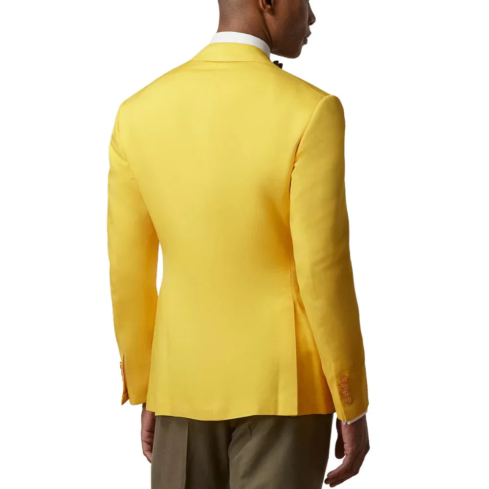 Double Breasted Yellow Suit Mens Notch Lapel