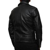 Negan Men's Black Belted Asymmetrical Moto Leather Jacket