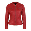 Allen Red Leather Biker Jacket Womens