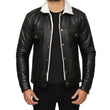 Men's Real Sherpa Black Leather Trucker Jacket