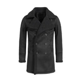 Double Breasted Sherpa Winter Coat Men Black