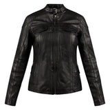 Susan Womens Black Leather Biker Jacket