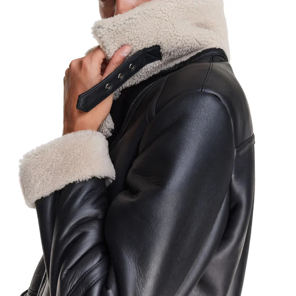 B3 Black Bomber Aviator Jacket Women's