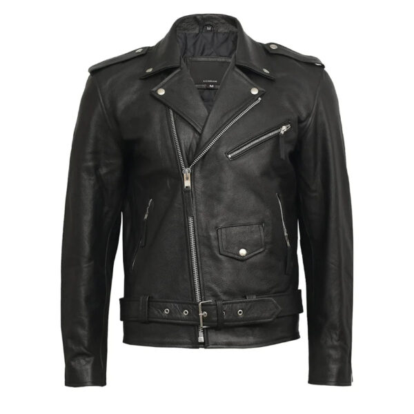 Brando Mens Genuine Leather Biker Jacket Cowhide